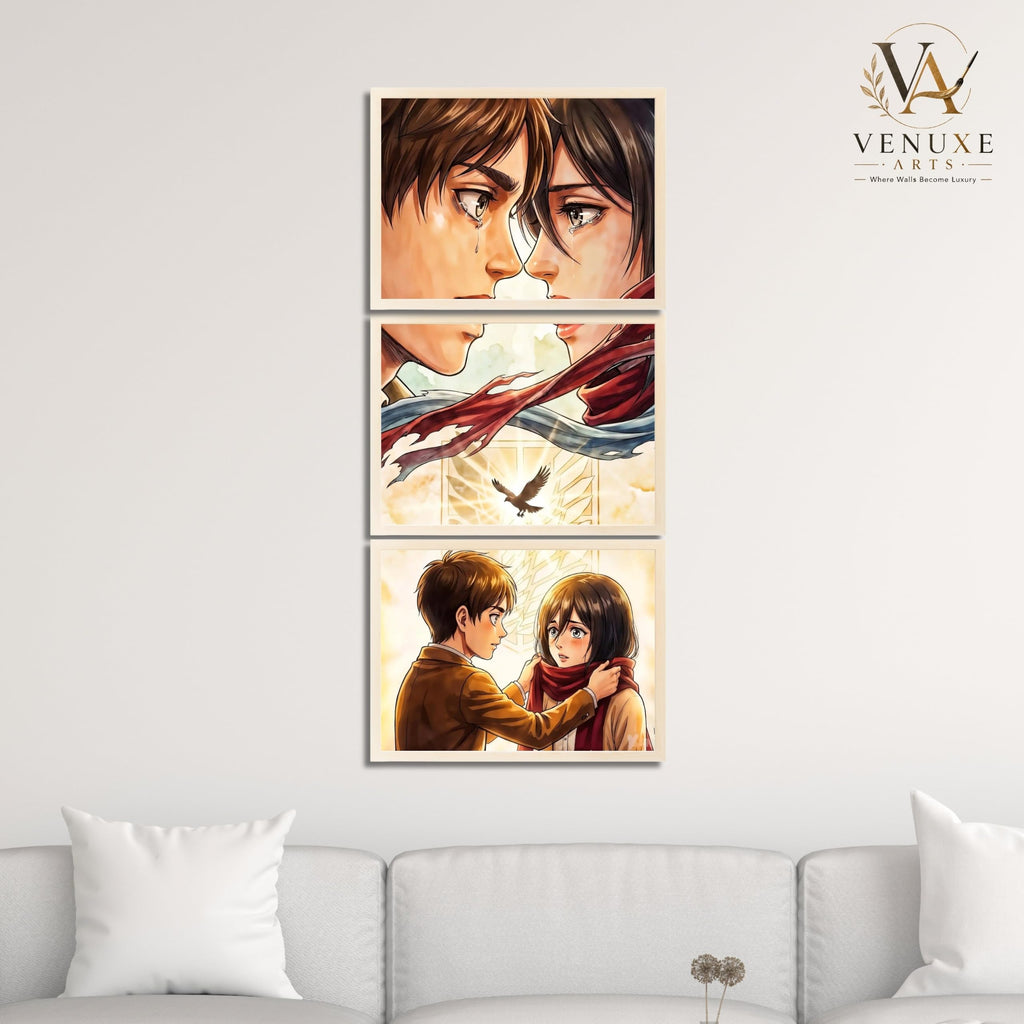 VENUXE ARTS Set Of 3 Anime Characters Wall Framed |Anime Characters Framed Poster for Living Room Bedroom Gaming Room Studio Wall Decor