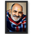 CRAFT QUEST Neem Karoli Baba Maharaj Ji Smiling Portrait Photo Frame for Wall | Spiritual Guru Religious Wall Art | Devotional Photo for Home, Mandir, Puja Room & Gifting