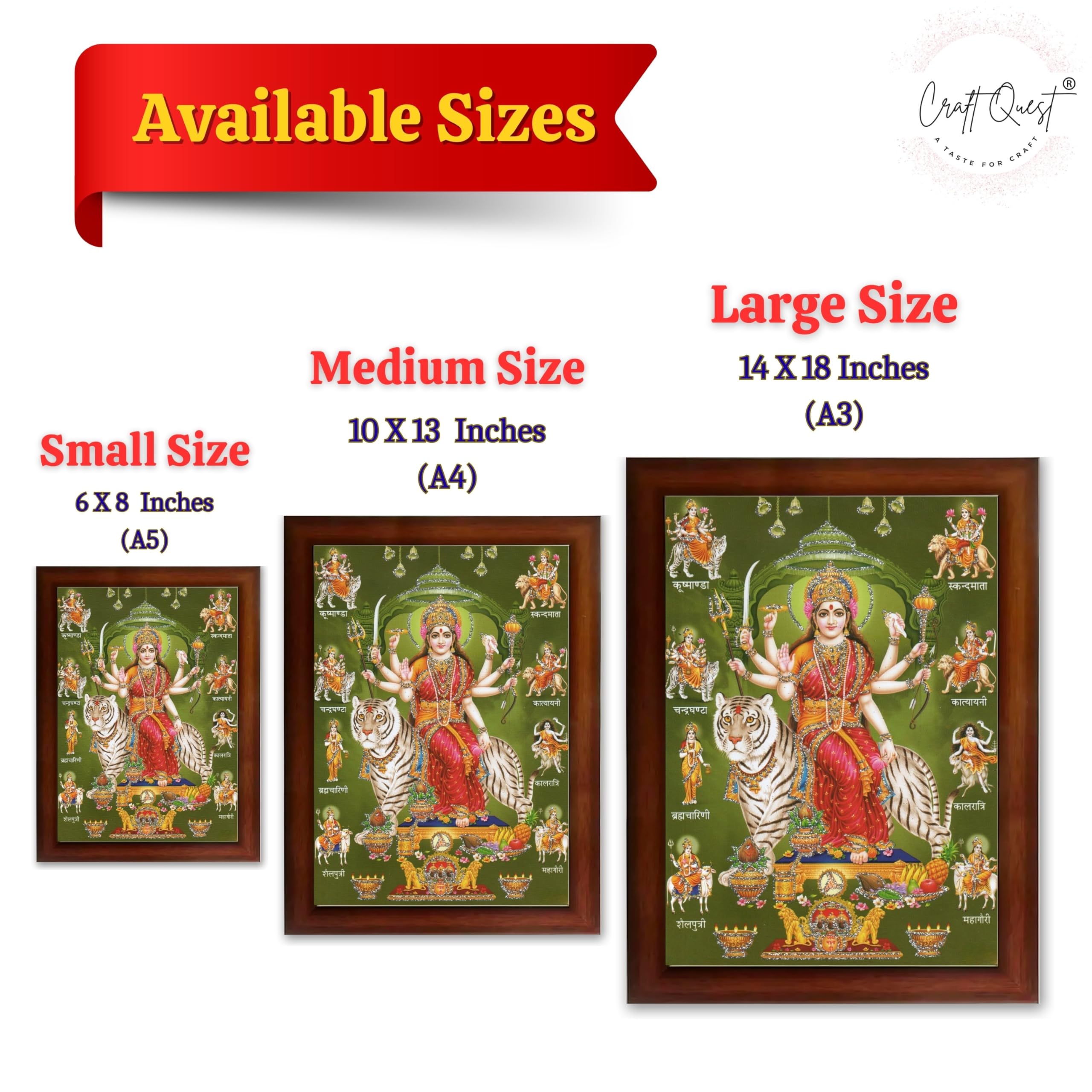 CRAFT QUEST Durga Maa Nav Navadurga Navdurga Wall Painting Framed Home Decor Items