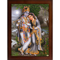 Craft Quest Radha Krishna Sparkle Coated Home Decorative Gift Item Framed Painting (10 X 14 Inches, Brown) RK1013-13