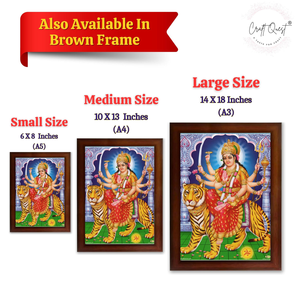 CRAFT QUEST Durga Mata Ji Nav Navdurga Wall Painting Framed Home Decor Items