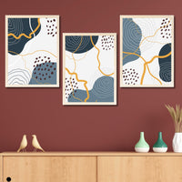CRAFT QUEST Abstract Modern Shapes Wall Art | Set of 3 Frames for Home Decoration | Ideal for Living Room, Bedroom & Offices