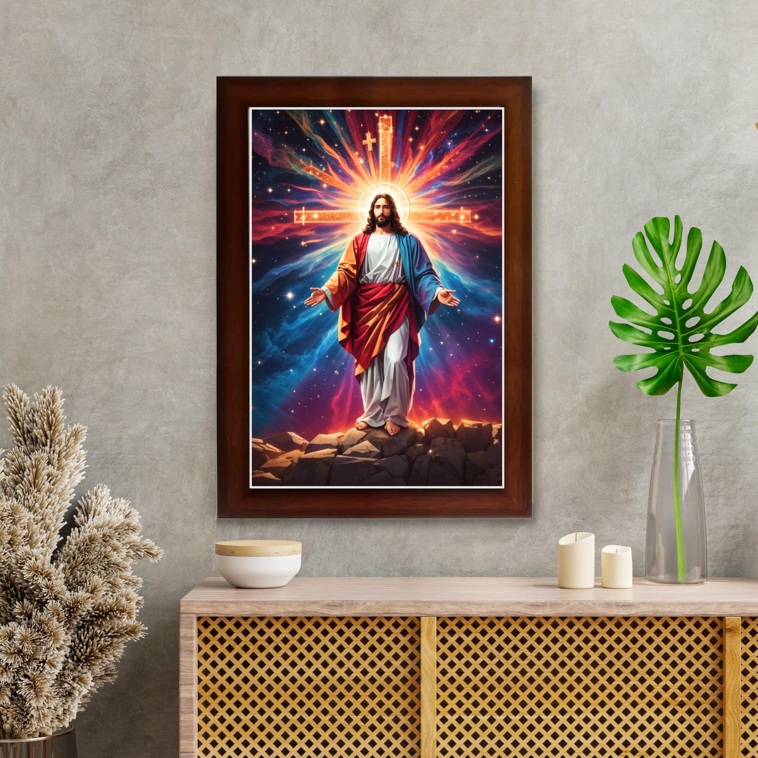 CRAFT QUEST Jesus Christ Photo Frame Jesus Wall Painting Spiritual Christian Wall Décor Item for Room and Prayer