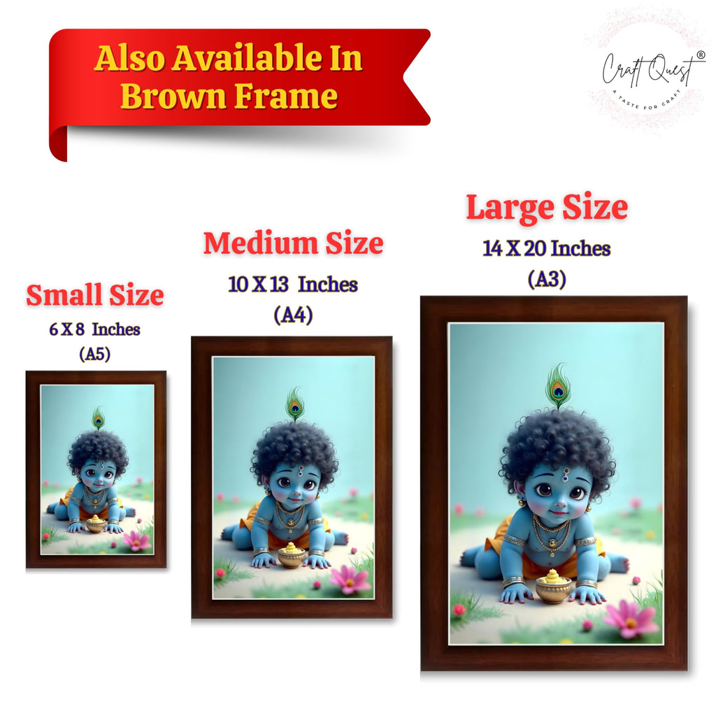 CRAFT QUEST Bal Gopal Painting | Krishna Photo Frames for Walls, Home, Bedroom, Living Room and Home Decor