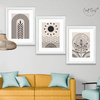 CRAFT QUEST Abstract Series Framed Paintings With Sun | Set of 3 Frames for Home Decoration | Ideal for Living Room, Bedroom & Offices