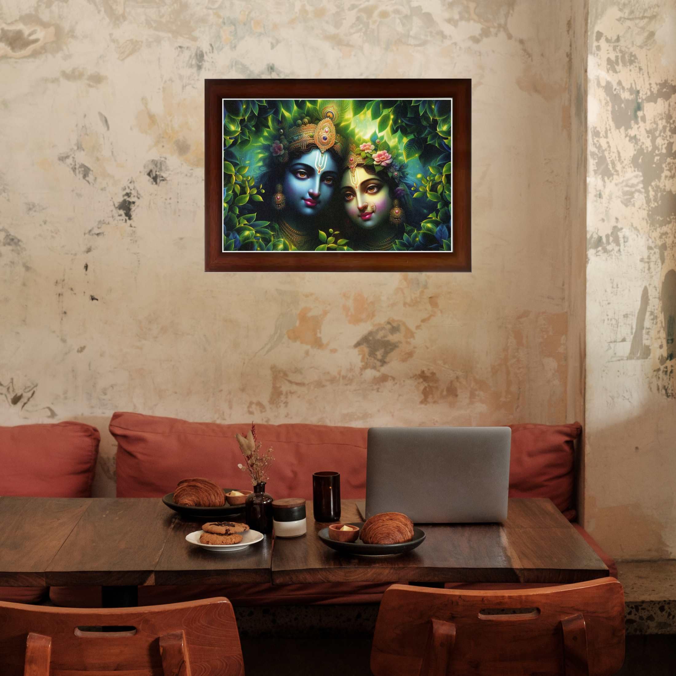 CRAFT QUEST Radha Krishna Art Photo Framed Painting for Home and Bedroom Wall Decoration of Size 14X10 Inches with Frame And Acrylic Glass RK213