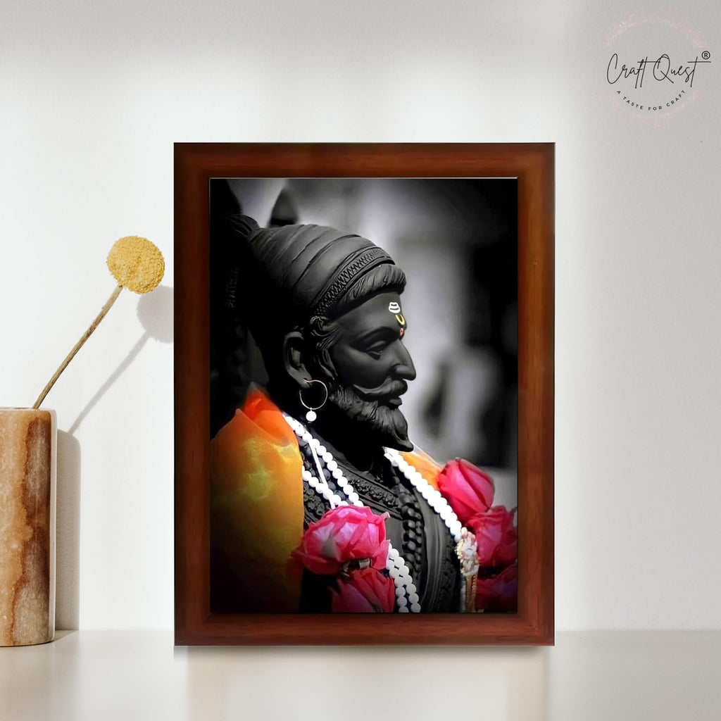 CRAFT QUEST Chattrapati Shivaji Maharaj Wall Painting With Acrylic Sheet | For Living, Pooja Room | Home Decoration Item | Best Gifting Option