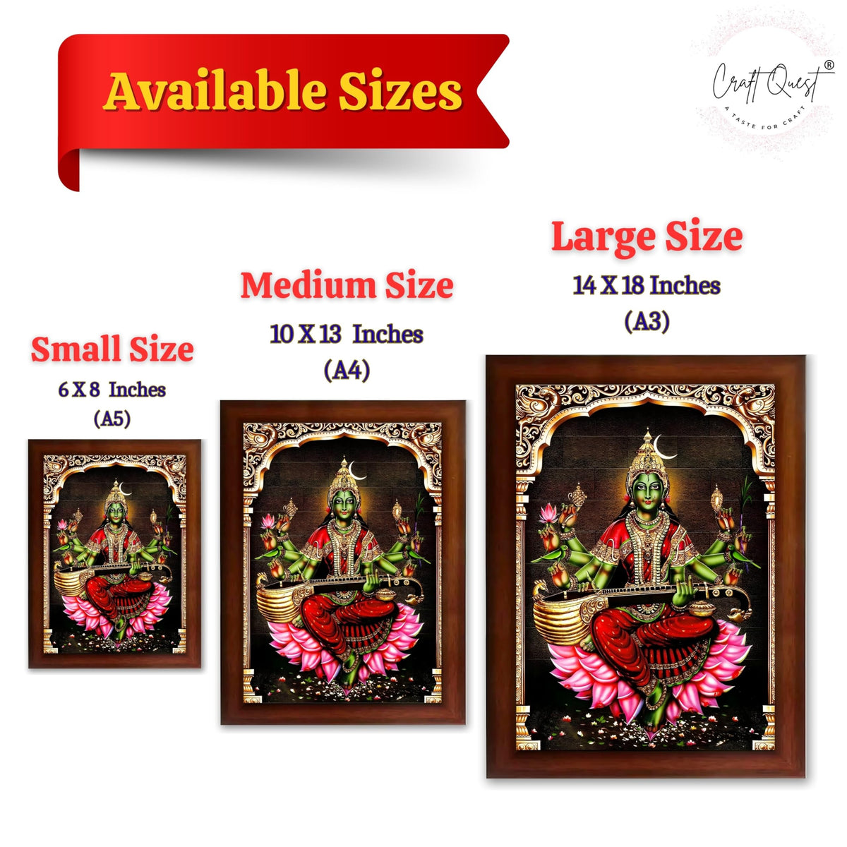 CRAFT QUEST Syamala Devi Shyamala Matangi Wall Painting Framed | South God Picture Frame for Home, Office, Temple & Gifting, Decor