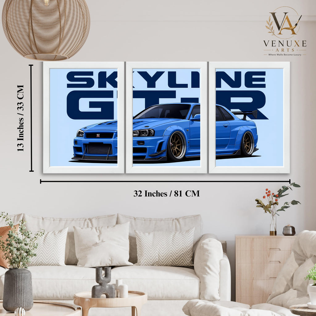 VENUXE ARTS Set Of 3 Big Sports Cars Framed Posters Gift Items for Boys Room Wall Decoration Bedroom Living Room Office Studio Décor | Car Poster Frame for Wall Décor