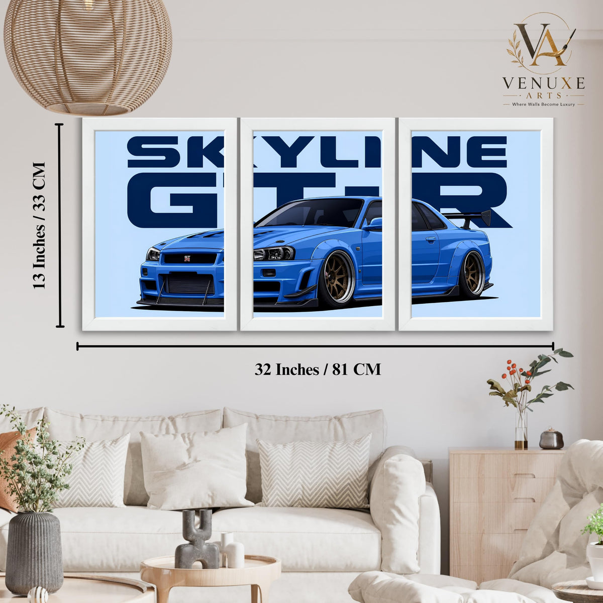 VENUXE ARTS Set Of 3 Big Sports Cars Framed Posters Gift Items for Boys Room Wall Decoration Bedroom Living Room Office Studio Décor | Car Poster Frame for Wall Décor