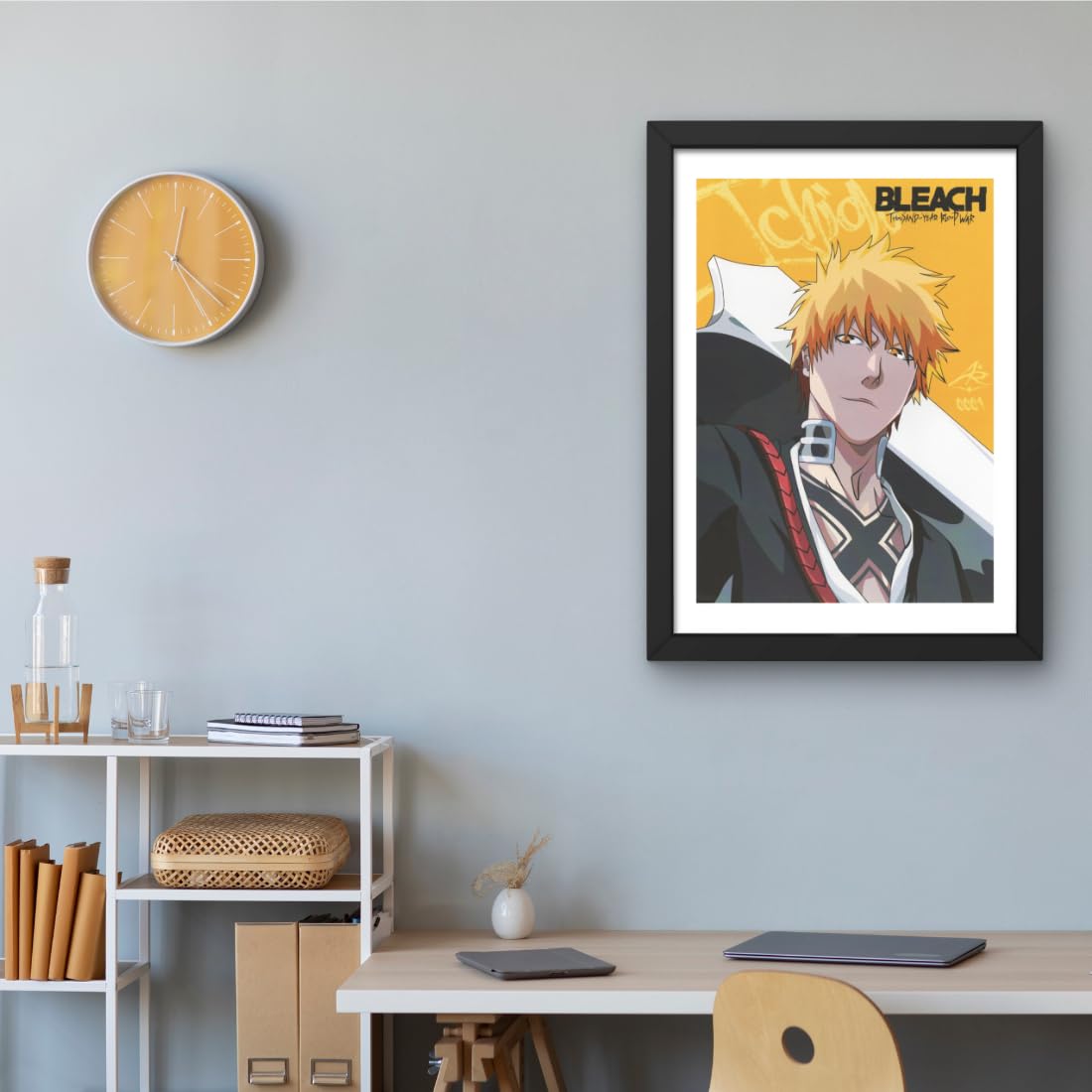 CRAFT QUEST Bleach thousand year blood war manga Poster Anime Laminated Posters Framed Painting with Matte Black Frame (14 Inches x 10 Inches)