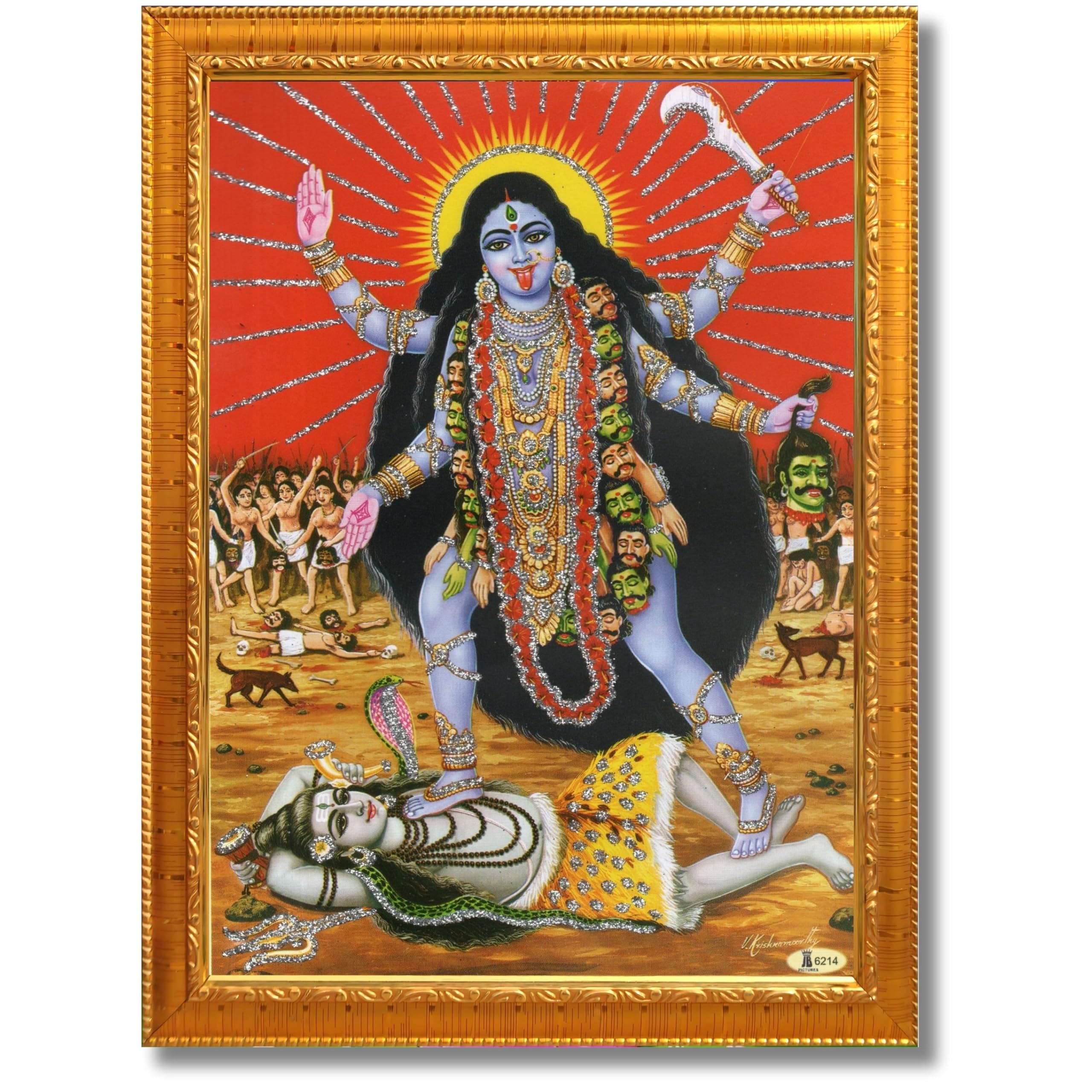 CRAFT QUEST Kali Mata photo with frame, God Religious Framed With Acrylic Glass