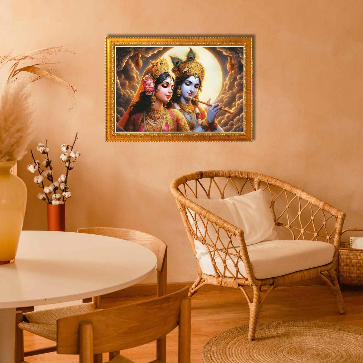 CRAFT QUEST Radha Krishna Art Photo Framed Painting for Home and Bedroom Wall Decoration of Size 14X10 Inches with Frame And Acrylic Glass RK203
