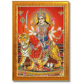 CRAFT QUEST Durga maa photo with Golden frame, God Religious Framed Painting (Small Size, 8 X 6 Inches)