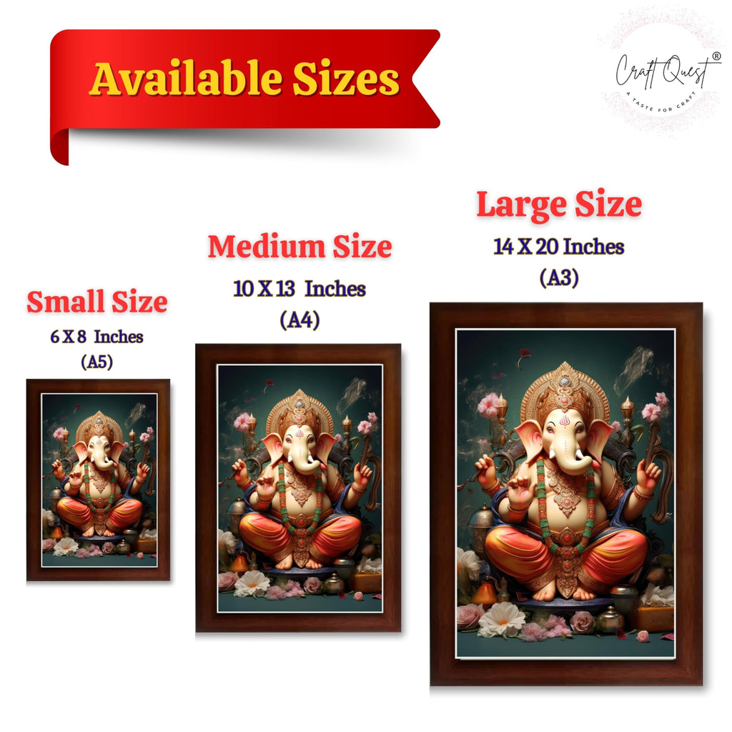 CRAFT QUEST Lord Ganesha Ganpati ji Abstract Modern Wall Painting With Frame For Home and Pooja,Office Décor