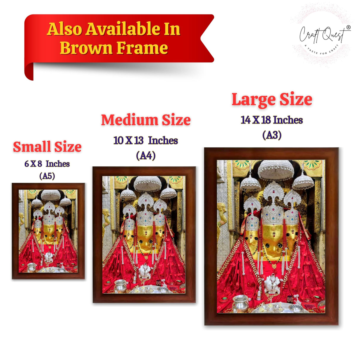 CRAFT QUEST Baglamuklhi maa/mata wodden Religious Photo Frame for Home, Office