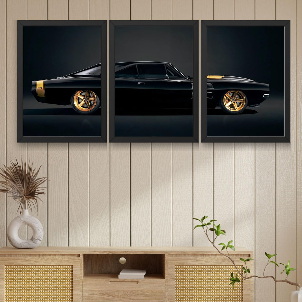 VENUXE ARTS Set Of 3 Big Sports Cars Framed Posters Gift Items for Boys Room Wall Decoration Bedroom Living Room Office Studio Décor | Car Poster Frame for Wall Décor