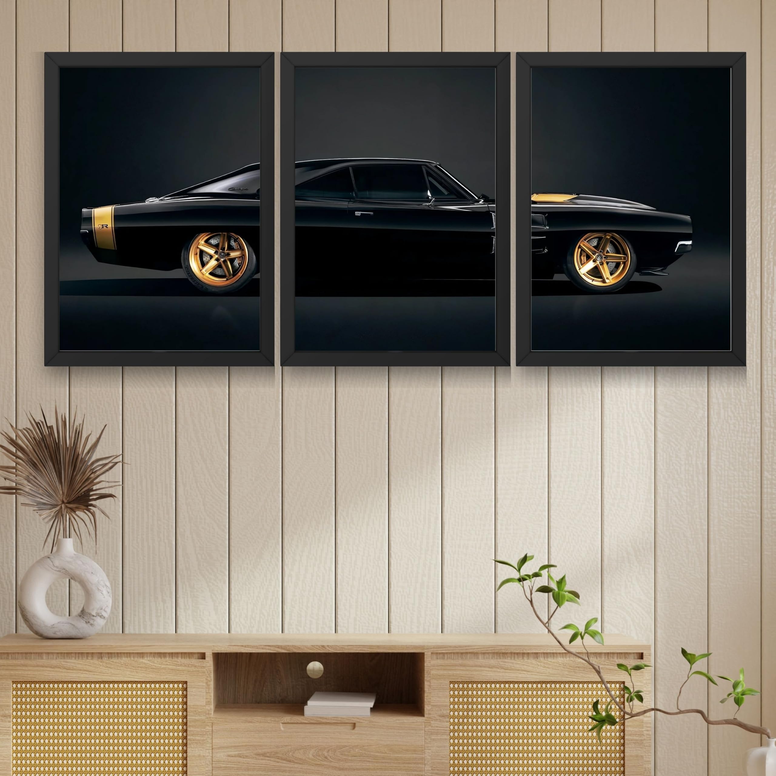VENUXE ARTS Set Of 3 Big Sports Cars Framed Posters Gift Items for Boys Room Wall Decoration Bedroom Living Room Office Studio Décor | Car Poster Frame for Wall Décor
