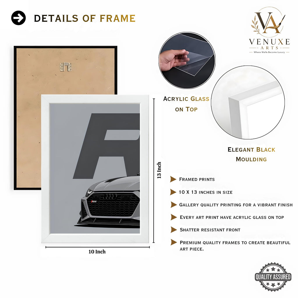 VENUXE ARTS Set Of 3 Big Sports Cars Framed Posters Gift Items for Boys Room Wall Decoration Bedroom Living Room Office Studio Décor | Car Poster Frame for Wall Décor