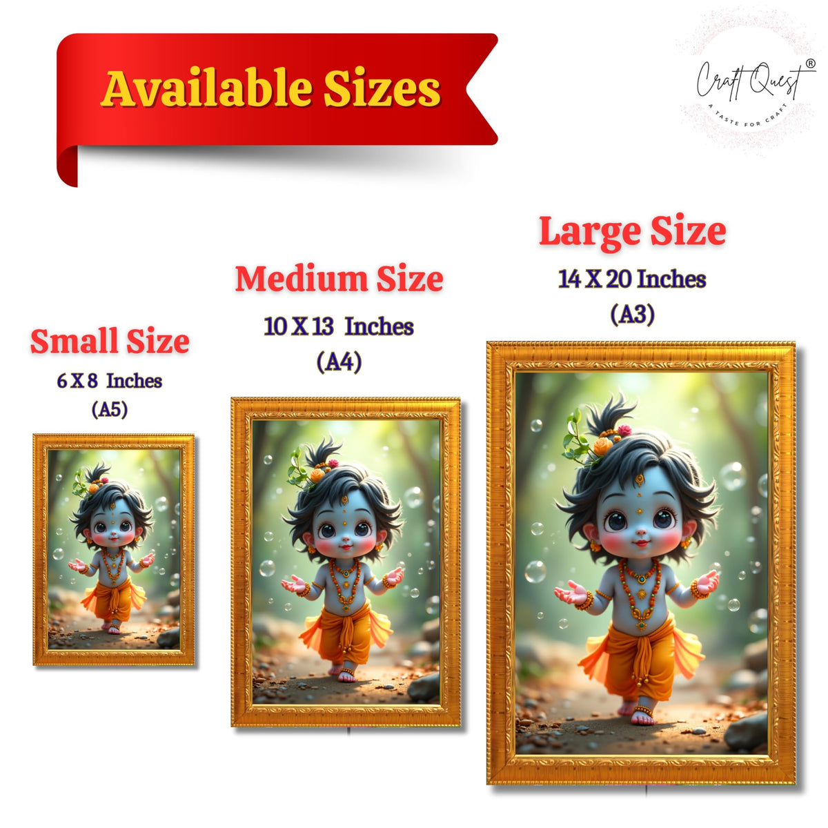 CRAFT QUEST Shri Bal Gopal Painting | Krishna Photo Frames for Walls, Home, Bedroom, Living Room and Home Decor