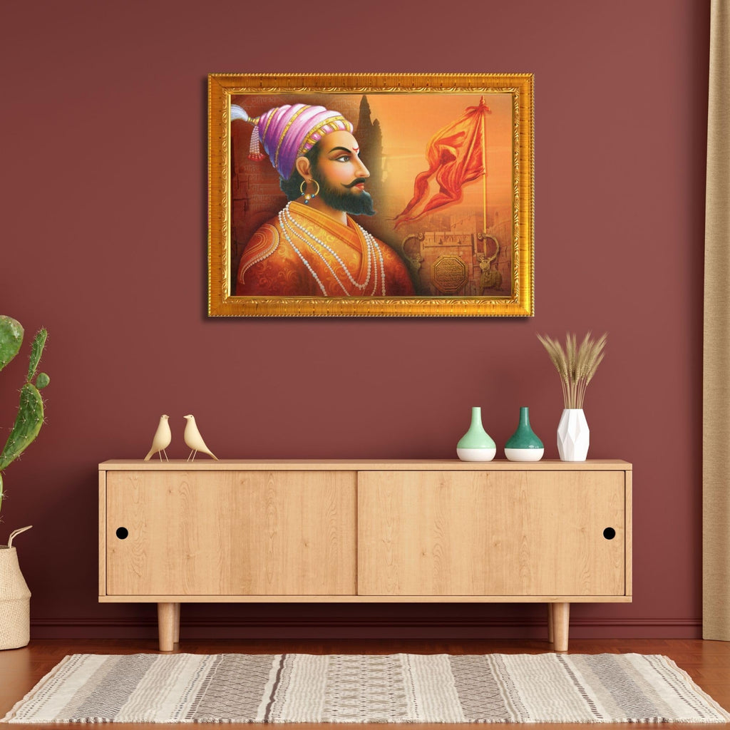 CRAFT QUEST Chhatrapati Shivaji Maharaj photo frame Home Decorative items with synthetic frame