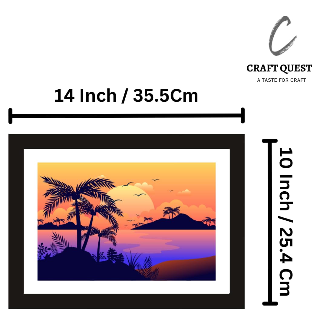 CRAFT QUEST Modern Night Horizon Art Framed Poster for Home & Office wall Decoration - Portrait, Wall Display (Black, 14x10 Inch Frame with Art Print)