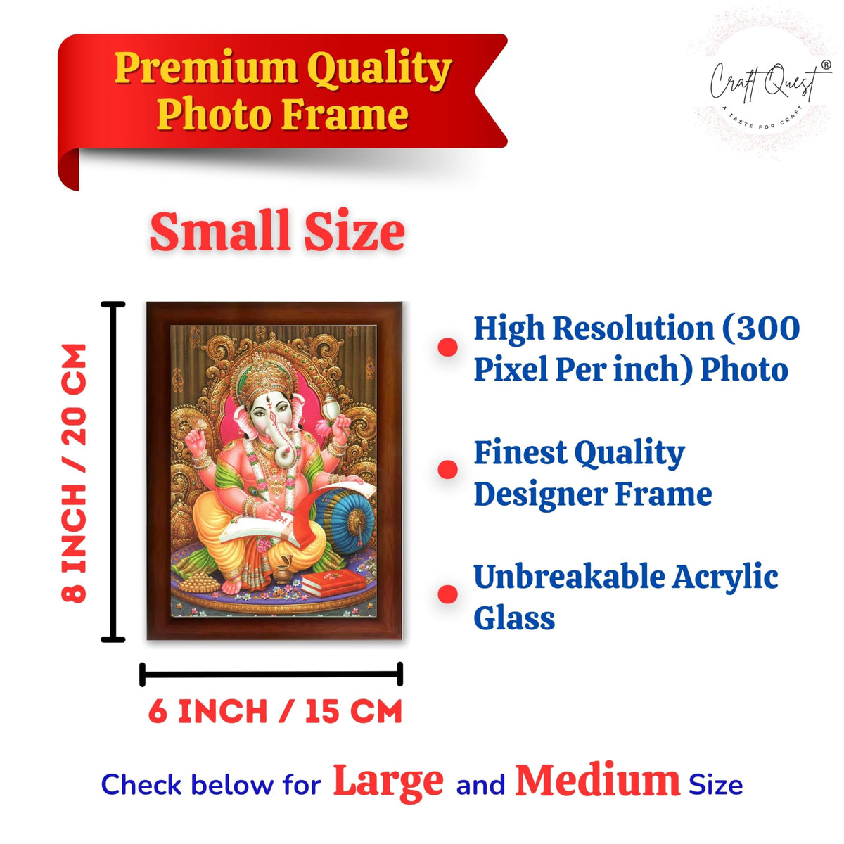 CRAFT QUEST Lord Ganesh Ganpati ji Modern Wall Painting With Frame For Home and Office Decor