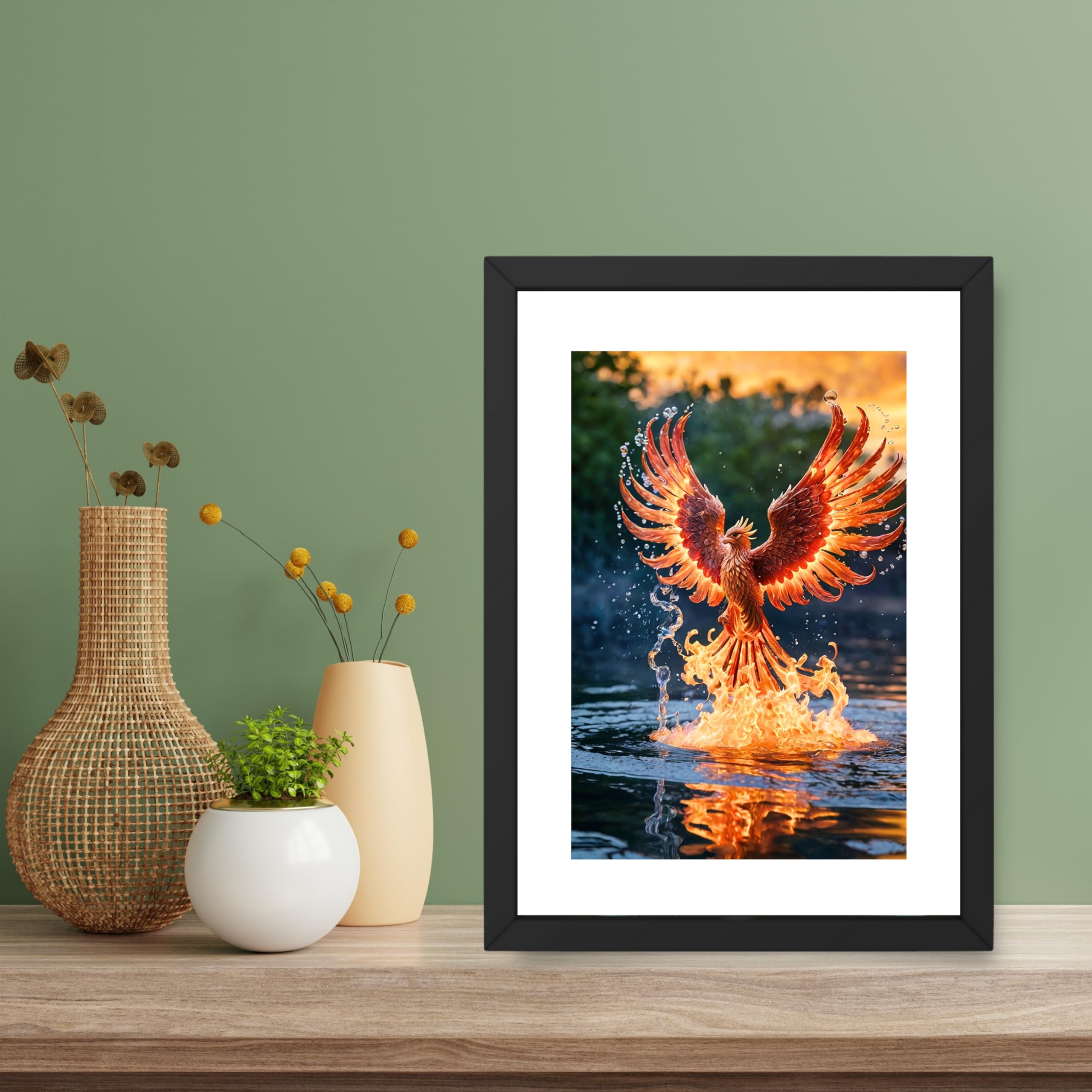 CRAFT QUEST Phoenix Bird Painting – Rising Phoenix Vastu Wall Art – Wall Decoration – Positive Energy Painting for Success, Growth & Spiritual Inspiration