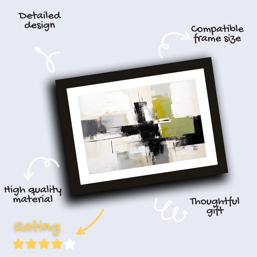 CRAFT QUEST Abstract Modern Art Painting Poster Frame for Home & Office Wall Decoration - Portrait, Wall Display (Black, 14x10 Inch Frame with Art Print) (Tropical Reverie)