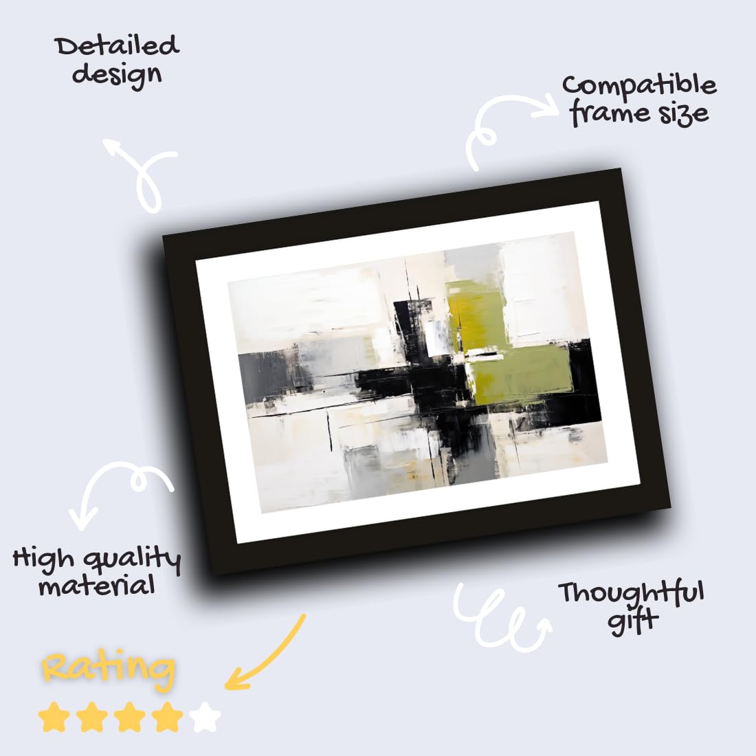 CRAFT QUEST Abstract Modern Art Painting Poster Frame for Home & Office Wall Decoration - Portrait, Wall Display (Black, 14x10 Inch Frame with Art Print) (Tropical Reverie)