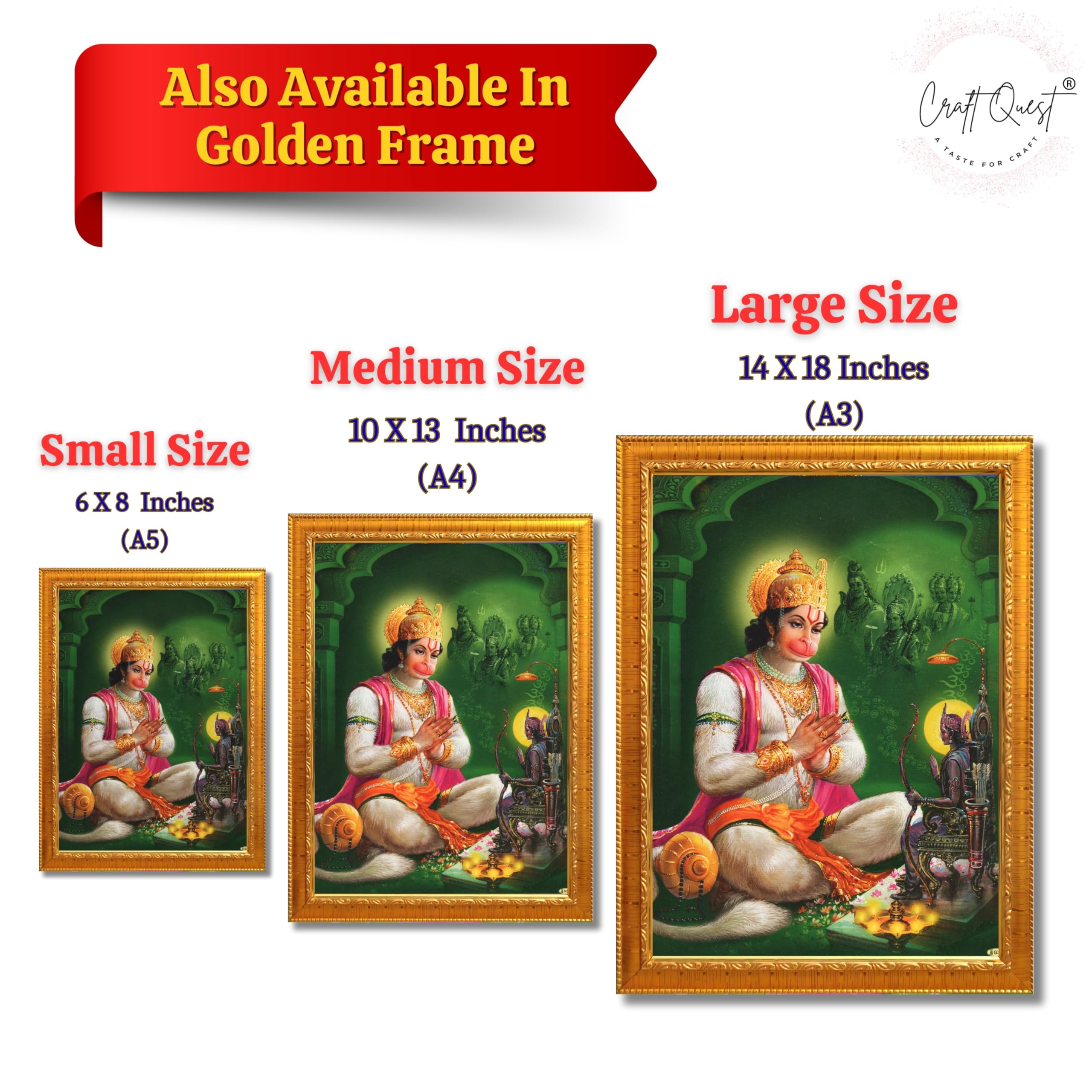 CRAFT QUEST Hanuman JI | Bajrangbali Religious Photo frame home decorative