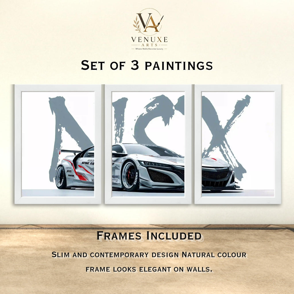 VENUXE ARTS Set Of 3 Big Sports Cars Framed Posters Gift Items for Boys Room Wall Decoration Bedroom Living Room Office Studio Décor | Car Poster Frame for Wall Décor