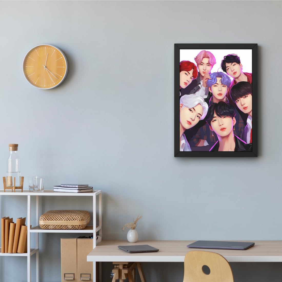 CRAFT QUEST Good Hope BTS Music Band Group Framed Poster multicolour Print 10 inch x 13 inch For Room Office Wall