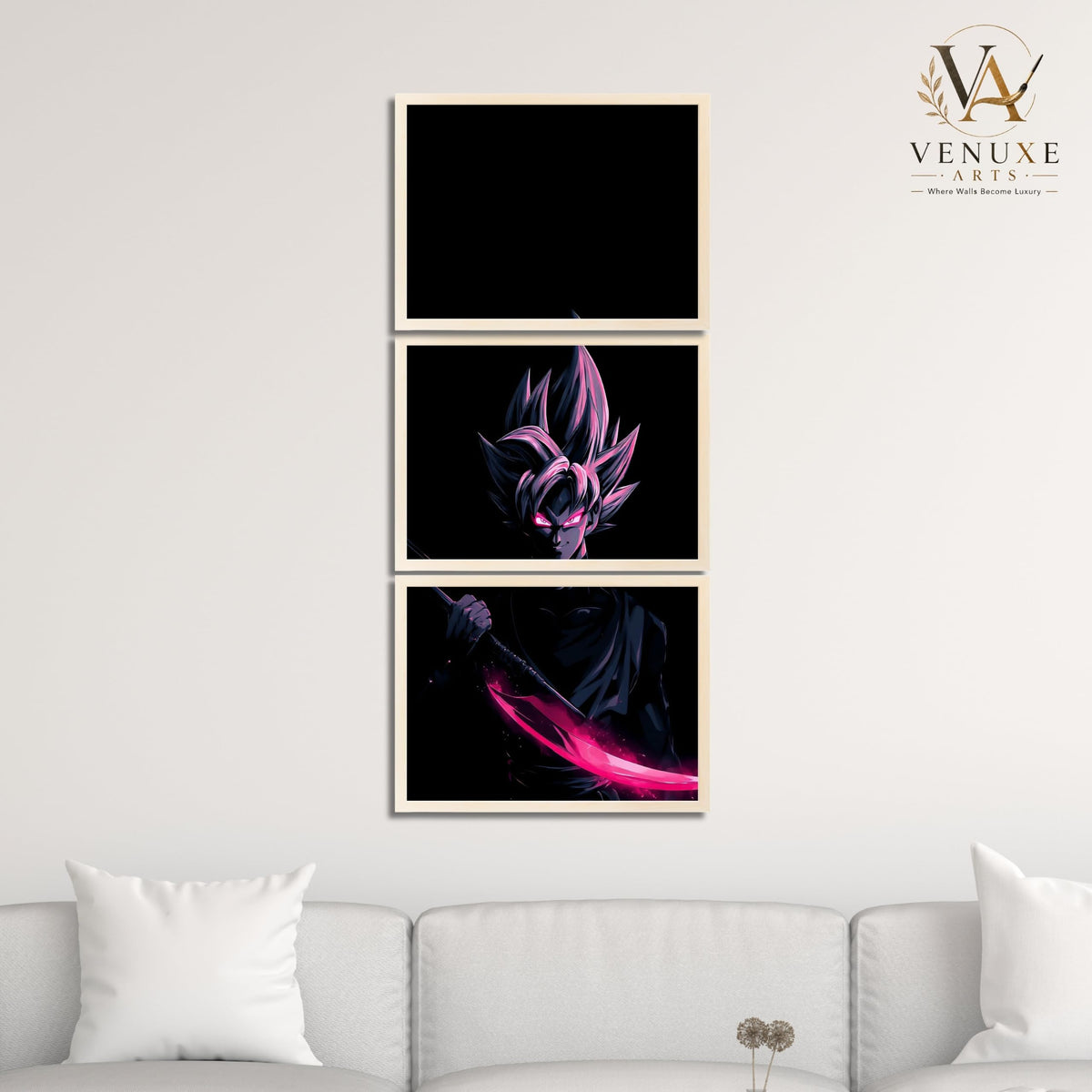 VENUXE ARTS Set Of 3 Anime Characters Wall Framed |Anime Characters Framed Poster for Living Room Bedroom Gaming Room Studio Wall Decor
