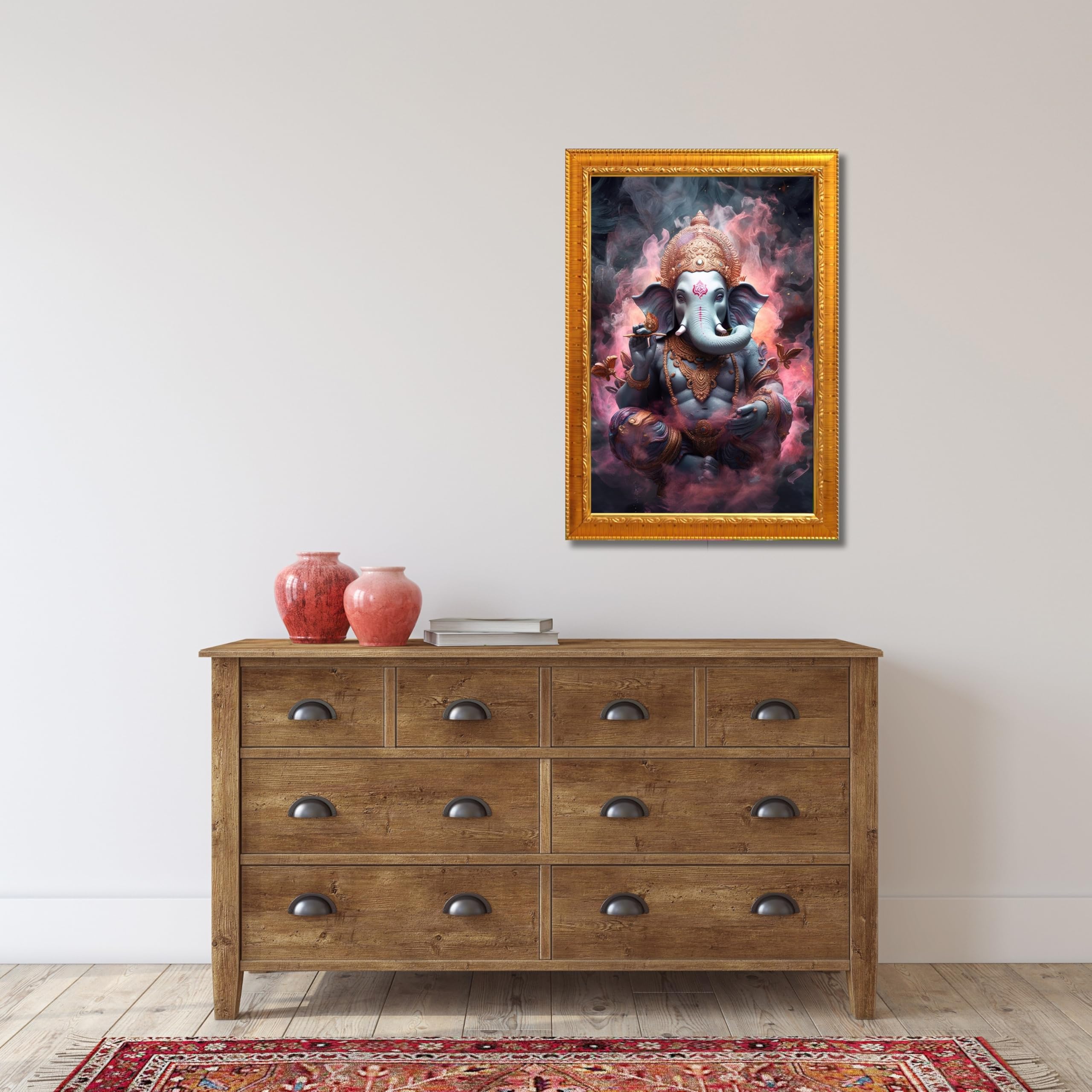 CRAFT QUEST God Ganesh Ganpati ji Hanging Wall Painting Framed For Home Décor