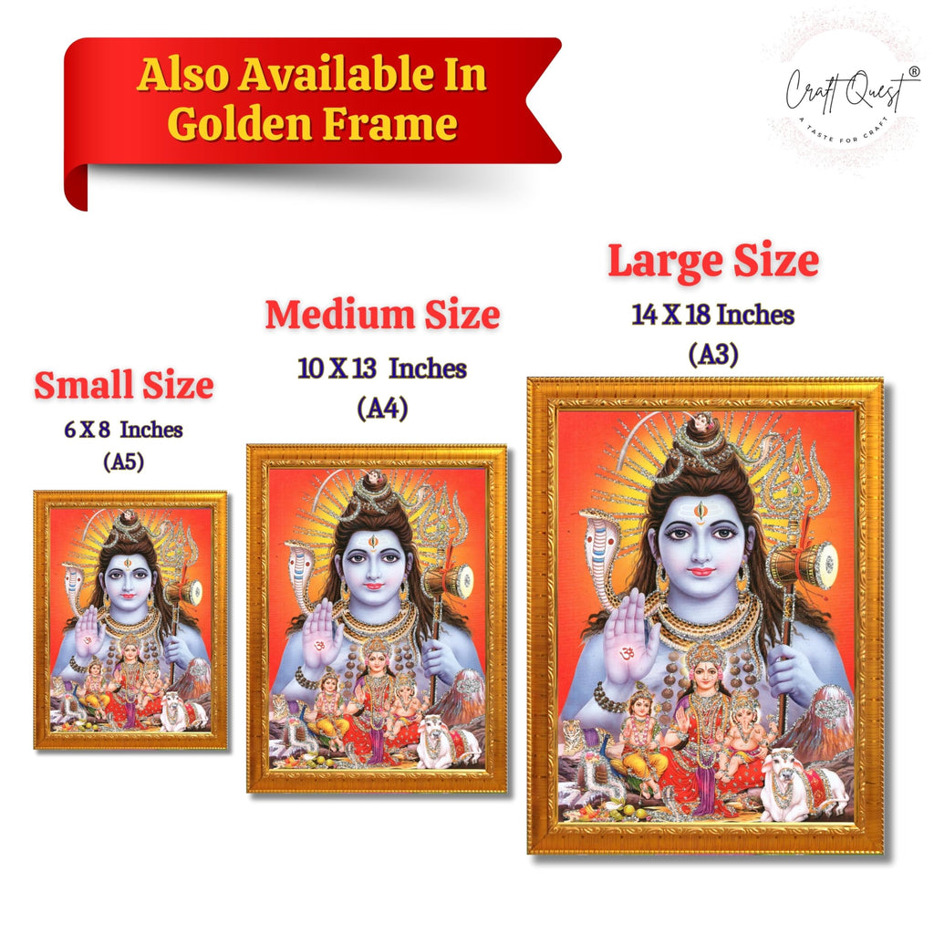 CRAFT QUEST God Shiv Ji Shiva Wall Painting | Premium Framed Hindu God Wall Art | Spiritual Mahadev Poster for Living Room, Bedroom, Office, Meditation, Pooja & Temple Décor Item |