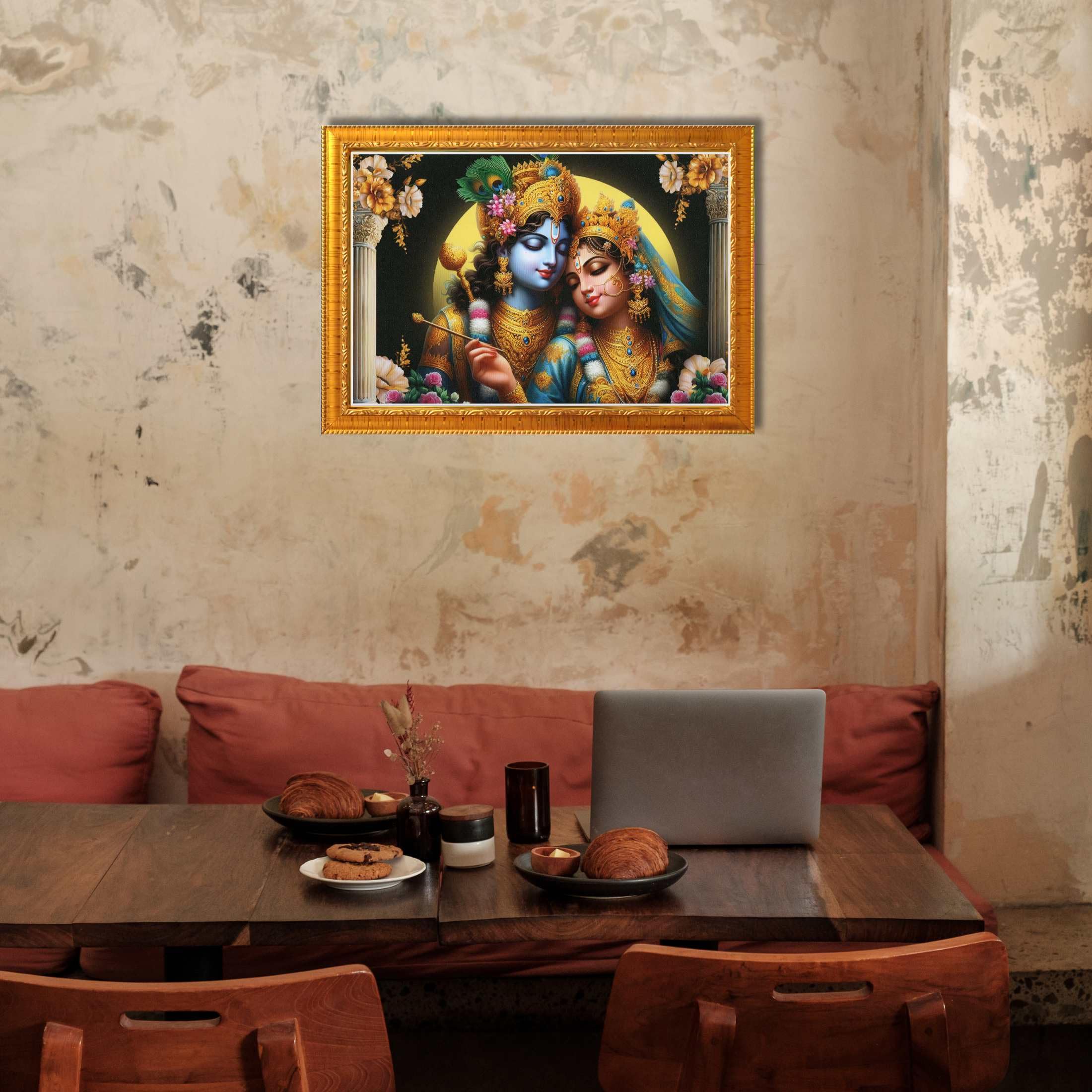 CRAFT QUEST Radha Krishna Art Photo Framed Painting for Home and Bedroom Wall Decoration of Size 14X10 Inches with Frame And Acrylic Glass RK207