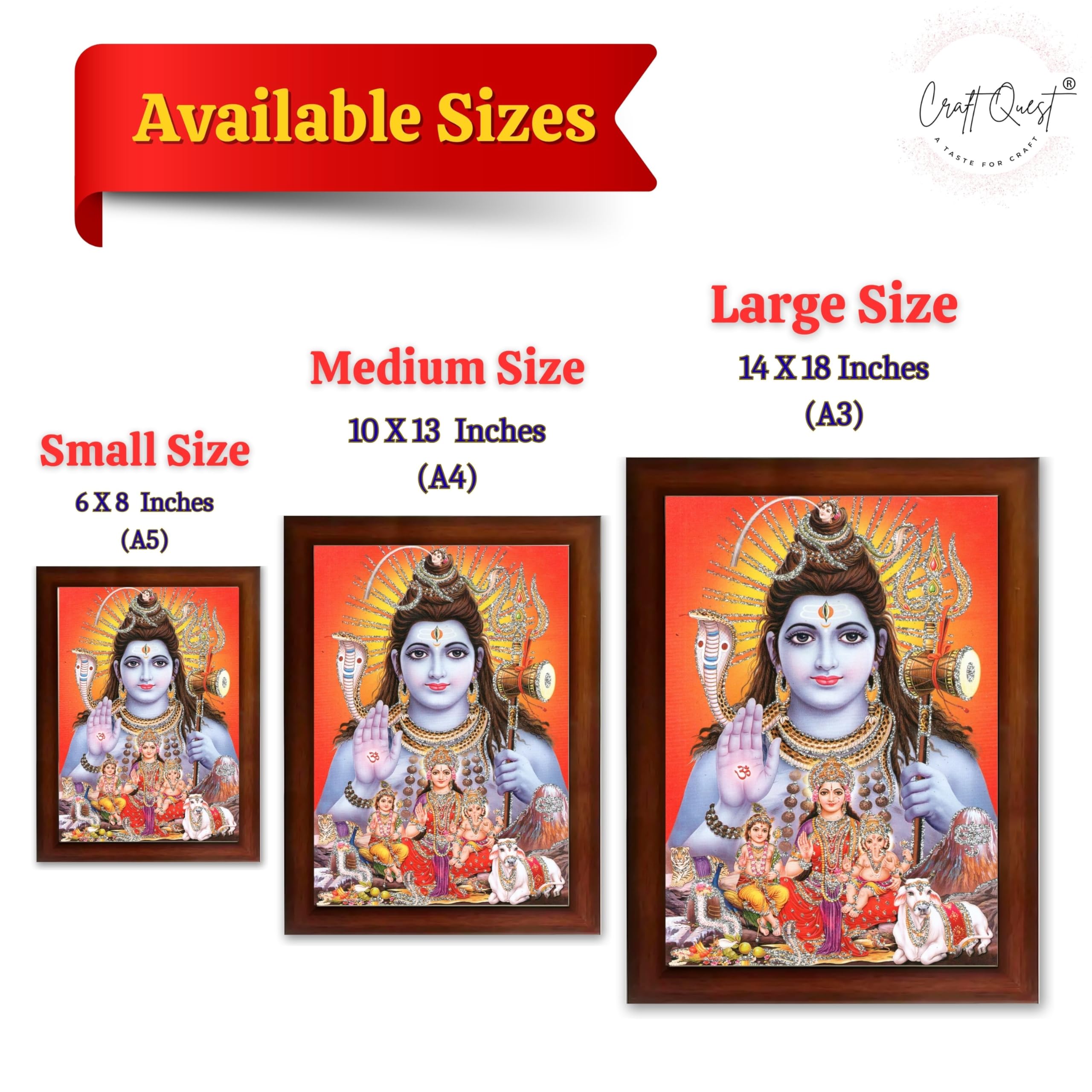CRAFT QUEST God Shiv Ji Shiva Wall Painting | Premium Framed Hindu God Wall Art | Spiritual Mahadev Poster for Living Room, Bedroom, Office, Meditation, Pooja & Temple Décor Item |