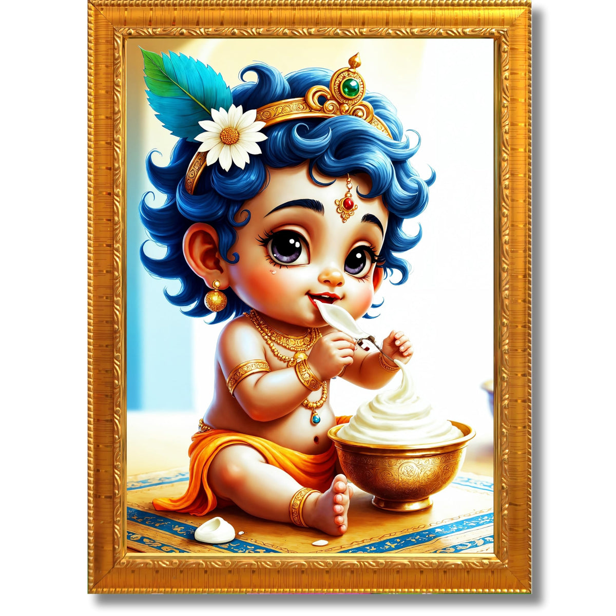CRAFT QUEST Bal Gopal Painting Kanha Ji Poster | Walls Home Bedroom Living Room Decoration Gift.