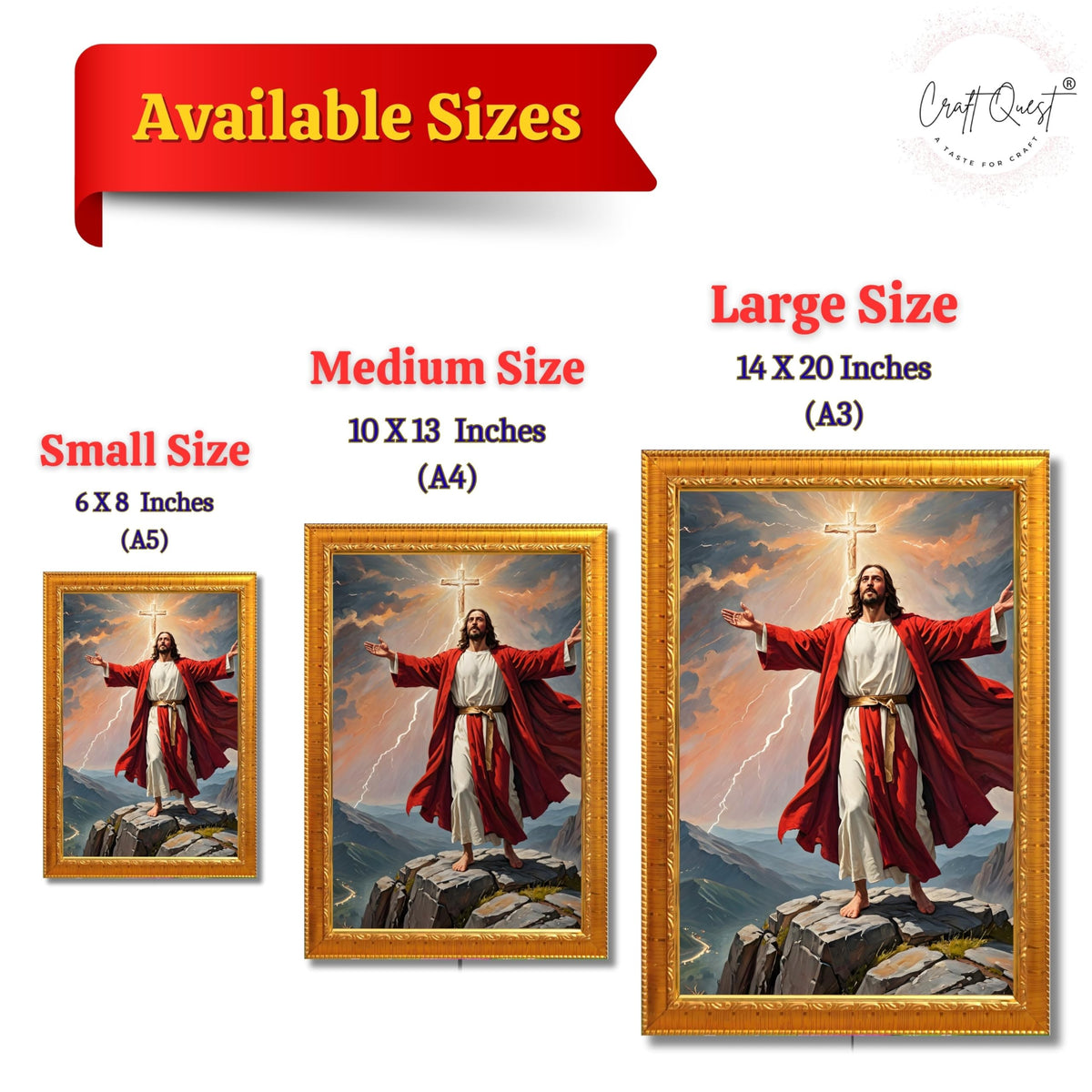 CRAFT QUEST Lord Jesus Christ Christmas Wall Artwork Photo Frame Spiritual Christian Wall Décor for Room