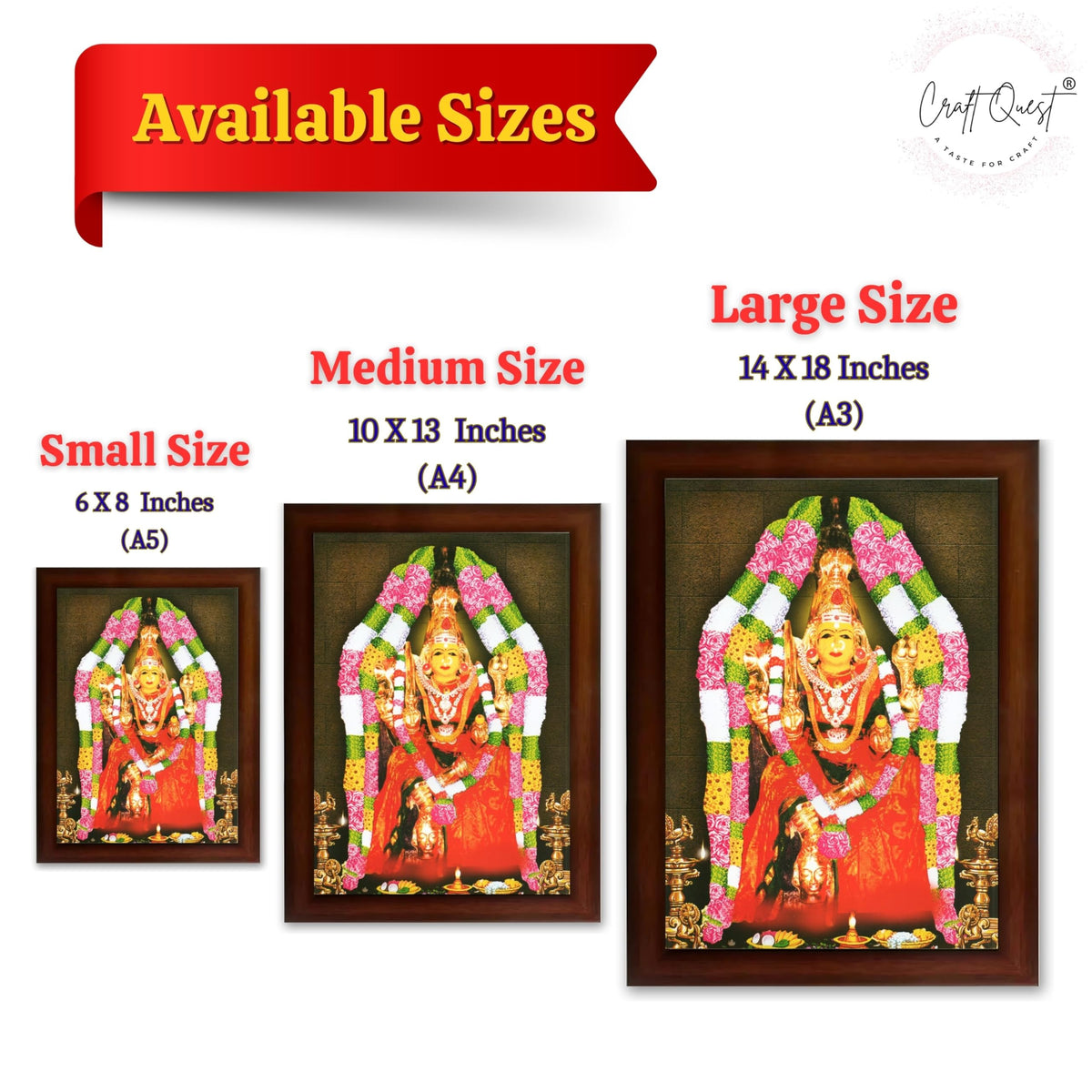 CRAFT QUEST Angala Parameswari Amman Angalamman Photo Frame For Walls, Room, Pooja,Home,Temple Décor Framed
