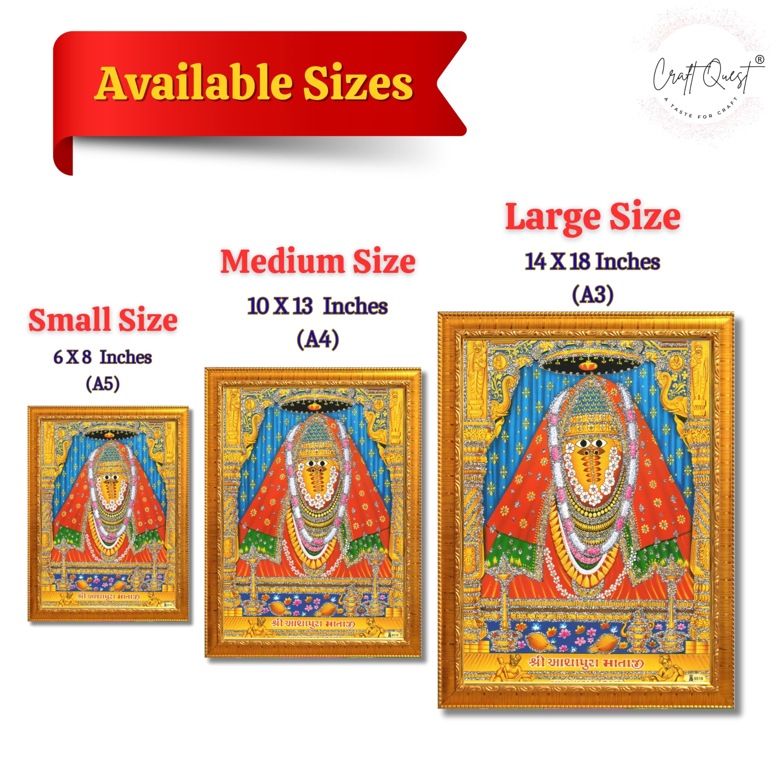 CRAFT QUEST Ashapura Maa Mata Ji Shri Nadol Mataji Wall Painting For Home Decor wooden framed
