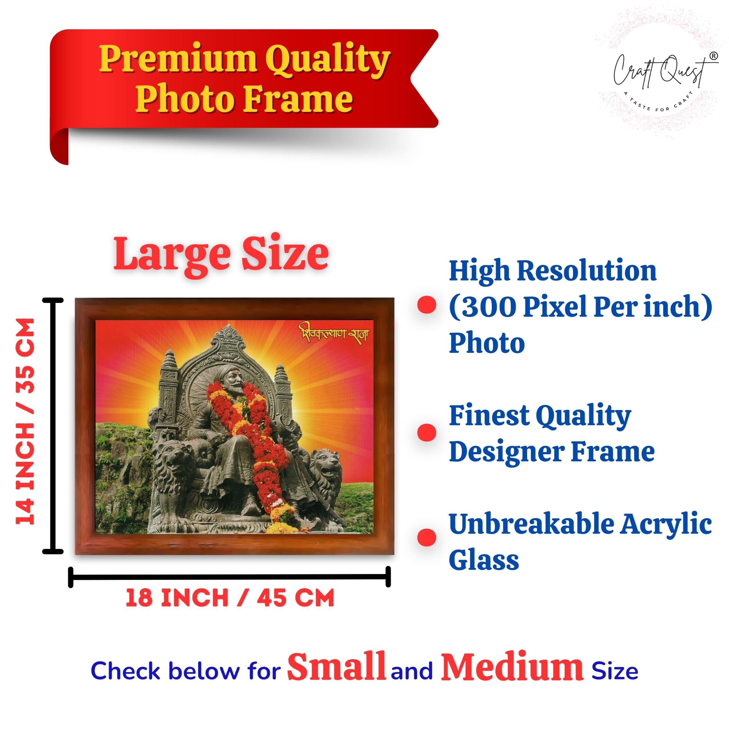 CRAFT QUEST Chhatrapati Shivaji Maharaj Wall Photo Frame | Home Decoration Item | Indian Historic Classic Painting Wall Art Best Gifting Option