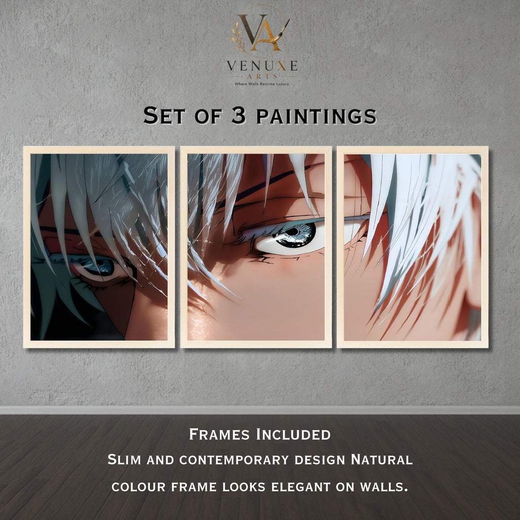 VENUXE ARTS Set Of 3 Anime Characters Wall Framed |Anime Characters Framed Poster for Living Room Bedroom Gaming Room Studio Wall Decor