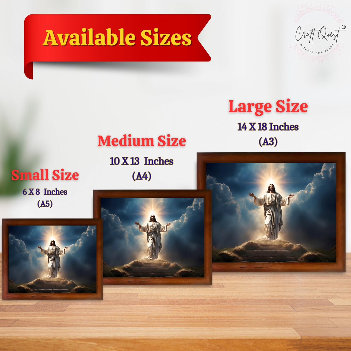 CRAFT QUEST Jesus Christ Photo Frame | Decorative Picture for Gifts, Home Decor | Jesus Painting, Religious Photo Frame