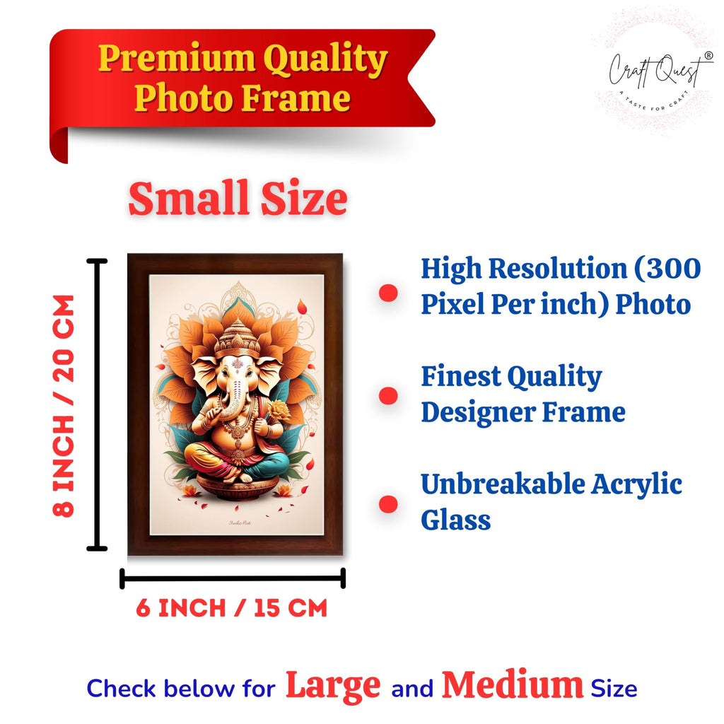 CRAFT QUEST Lord Ganpati Ganesha ji Wall Hanging Frame for Living Room, Bedroom, Office & Pooja Room Décor GA-213