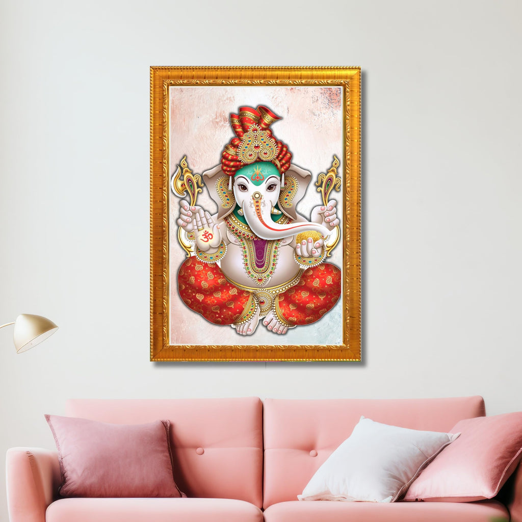 CRAFT QUEST Lord Ganesh ji Wall Hanging Frame for Living Room, Pooja Room Décor Items GA-217