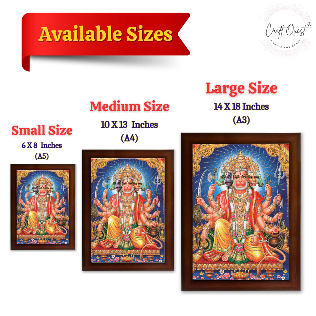 CRAFT QUEST Panchmukhi Hanuman JI | Bajrangbali Religious Photo frame
