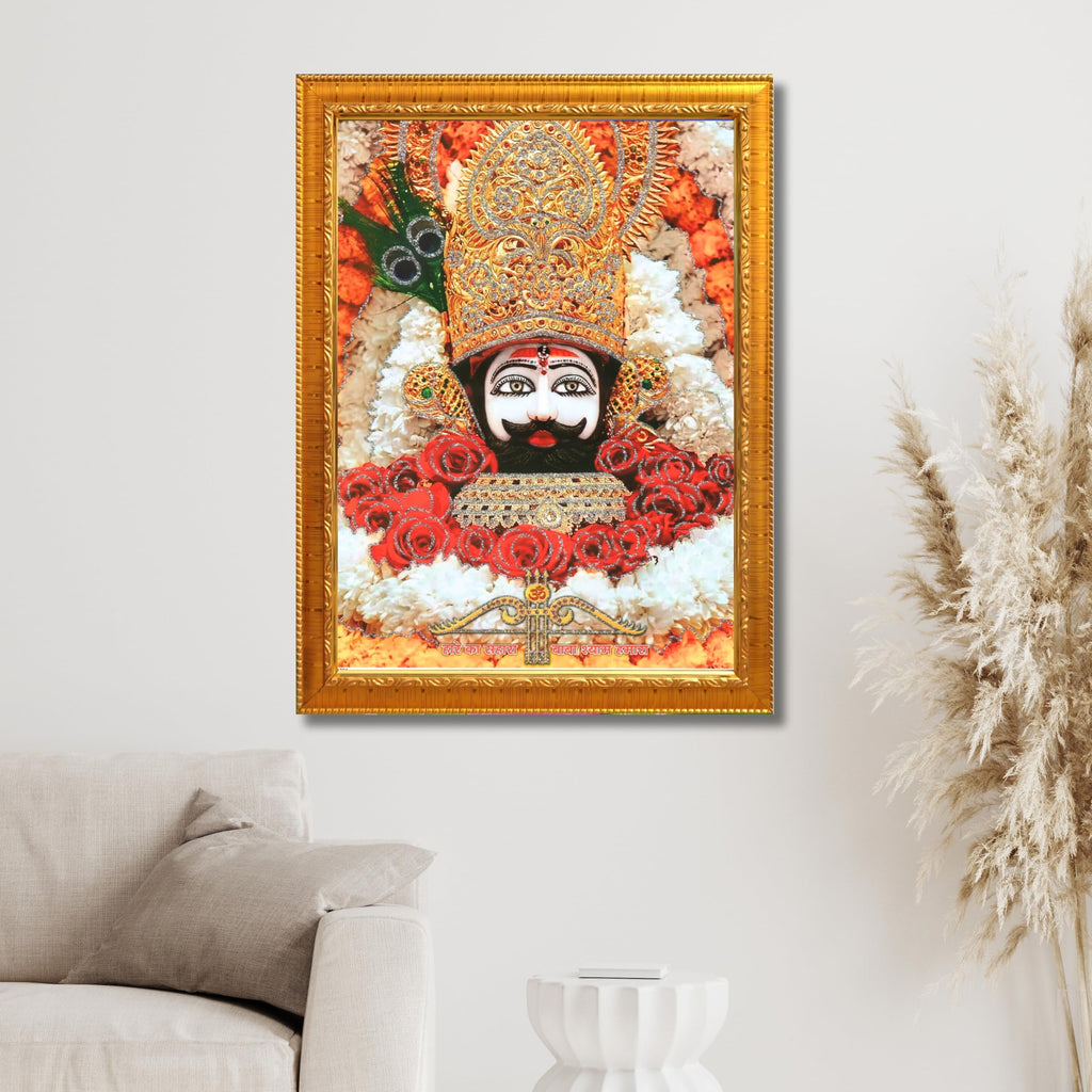 CRAFT QUEST Khatu Shyam Ji | Shyam Baba | Hare Ka Sahara Baba Shyam Hamara Photo Frame with Acrylic glass Wall Painting