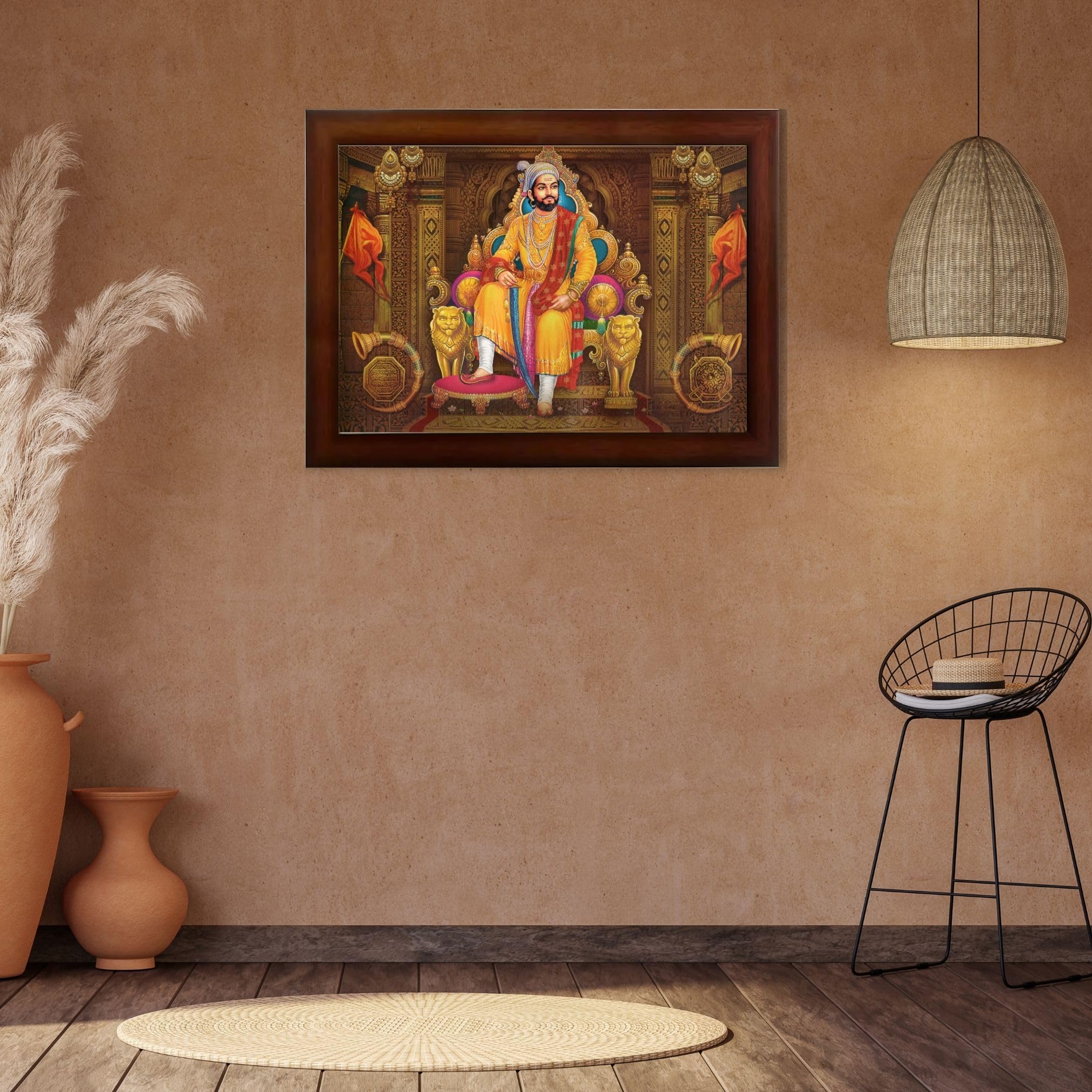 CRAFT QUEST Chhatrapati Shivaji Maharaj photo frame for Home Decorative items with synthetic frame